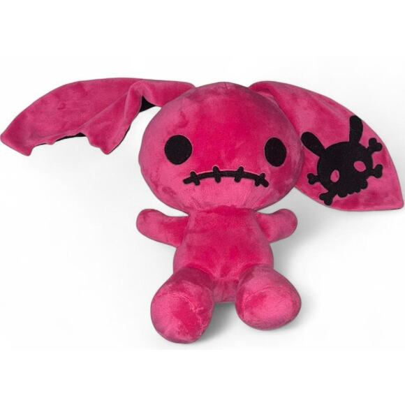Super Cute Handmade Electric Fuchsia Pink Black Zombie Naughty Bunny Skull Patch - Picture 1 of 8